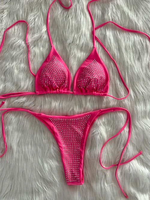 Shiny Sequin Diamond Bikini Women Swimwear Female Swimsuit Two-pieces