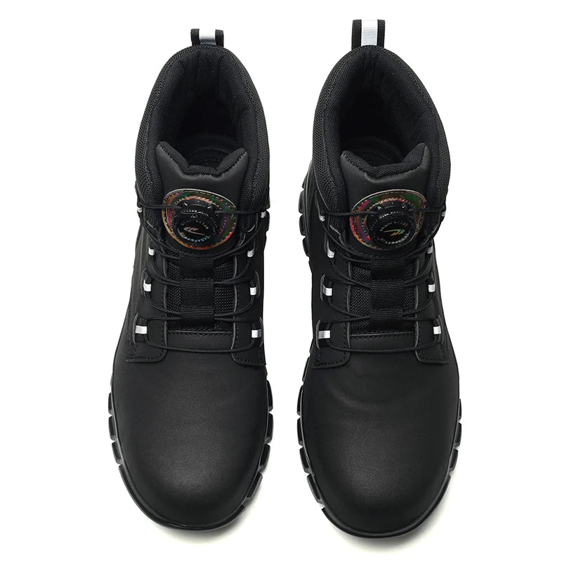 Rotating Buttons Indestructible Work Boots Men Steel Toe Safety Boots