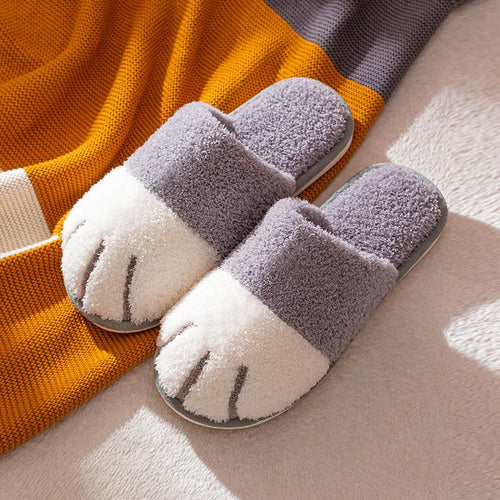 Comwarm Winter Warm Plush Slippers Cute Cat Paw Designer House Women