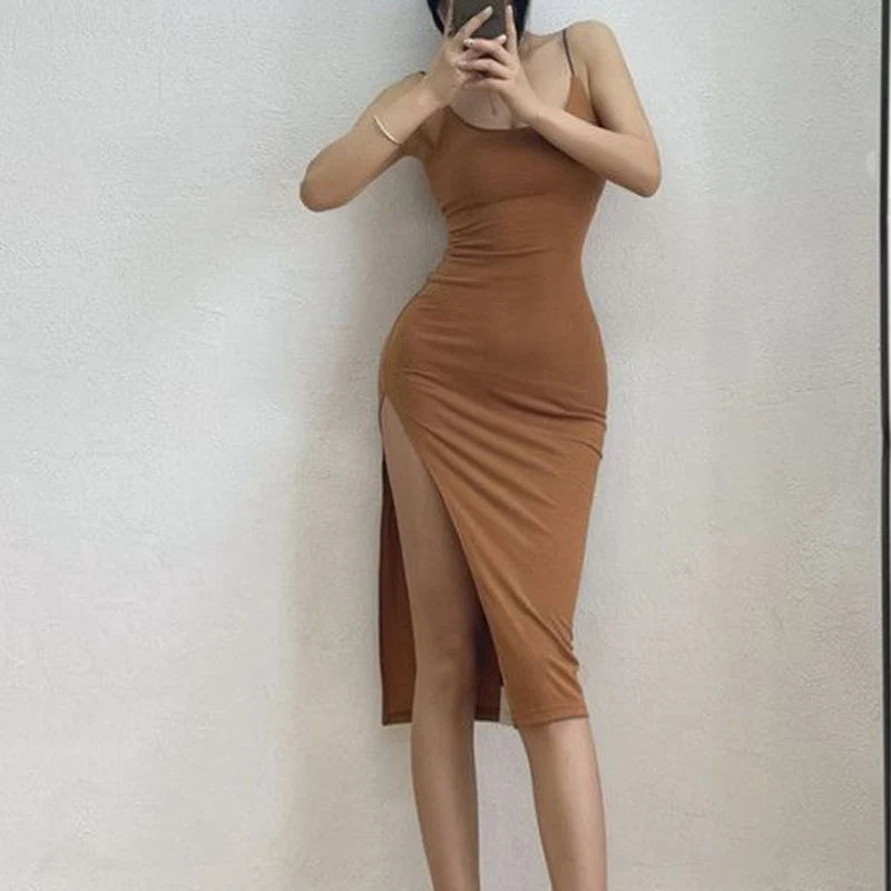Rimocy 2024 New Sexy Sleeveless Slim Long Dress Women Party Club High