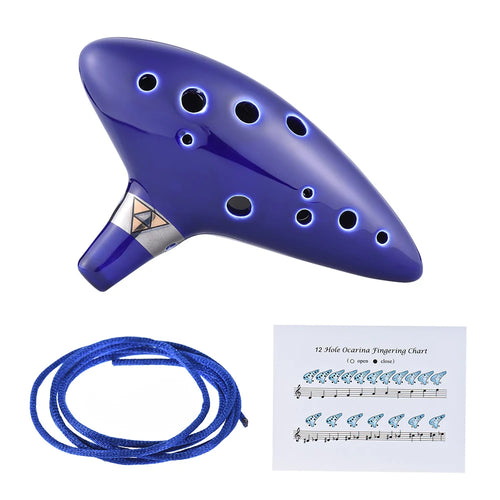 12 Hole Ocarina Ceramic Alto C Vessel Flute Wind Musical Instrument