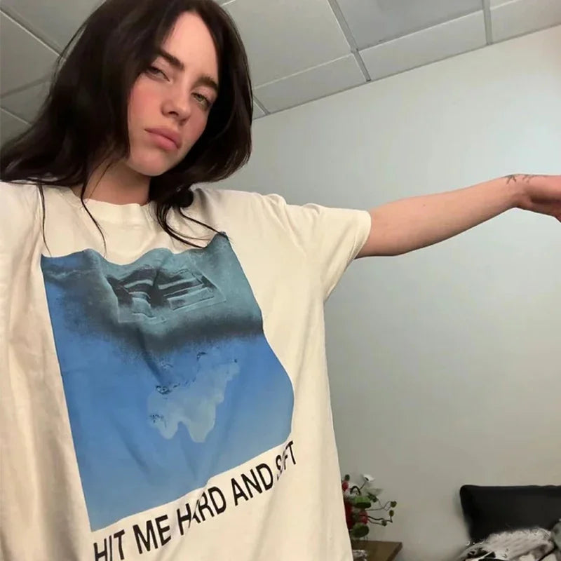 2025 Billie Hit Me Hard and Soft Printed T-Shirt Men's Women's Summer