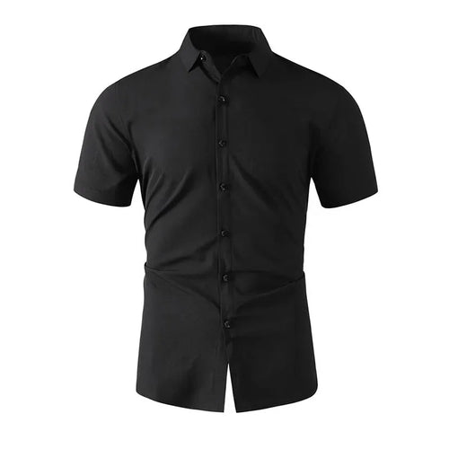 New Men's Business Casual Solid Color Short Sleeved Shirt for Summer