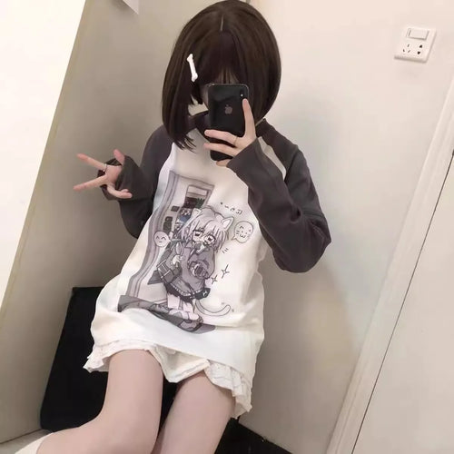 Japanese Woman Clothing With Removable Sleeve T-shirts Short Long