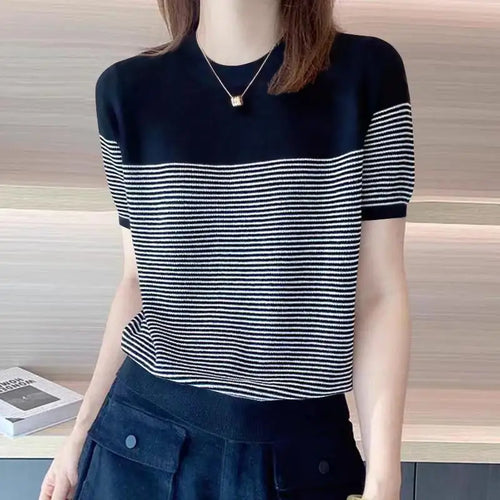 ZANZEA Women Summer T Shirt Vintage Striped Short Sleeve Tee Korean
