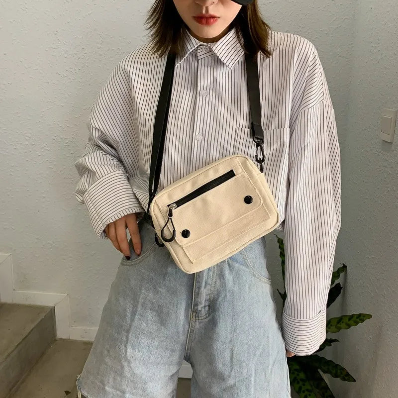 Women Canvas Handbags Korean Mini Student Bag Cell Phone Simple Small