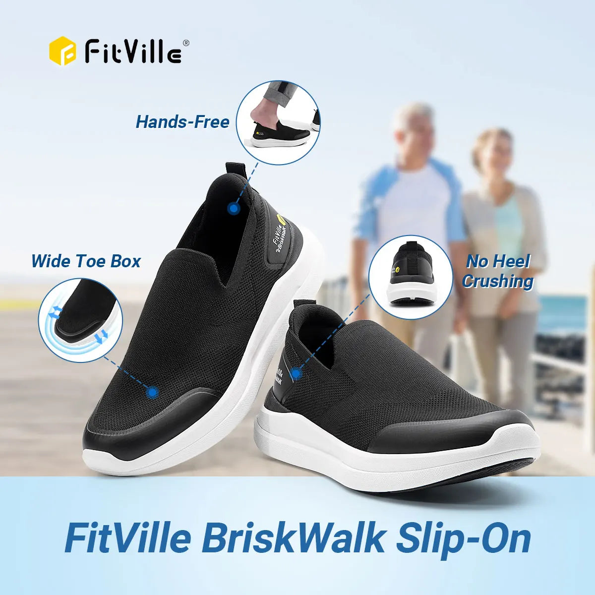 FitVille Men‘s Walking Shoes Extra Wide Plantar Fasciitis Shoes