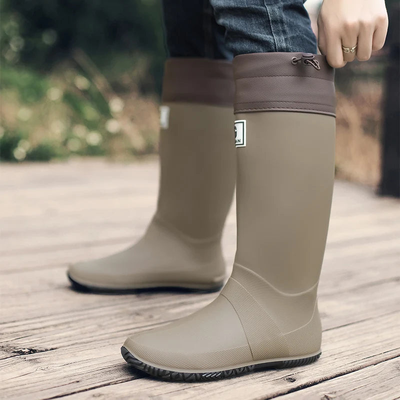 Rain Boots for Men, Fashionable High-Top Rain Boots for Outer Wear,