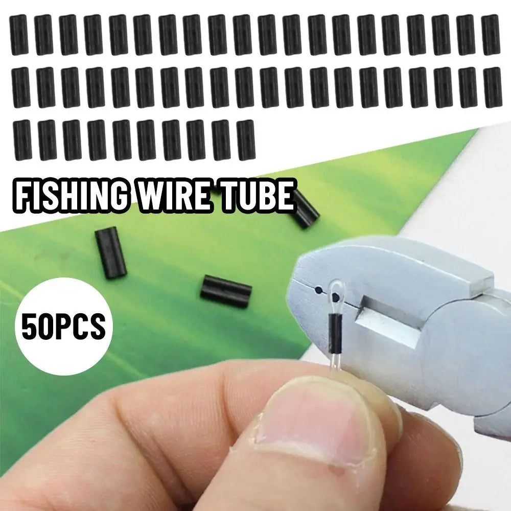 50pcs 0.6mm 0.7mm Double Oval Fishing Line Crimping Tube Wire Crimp