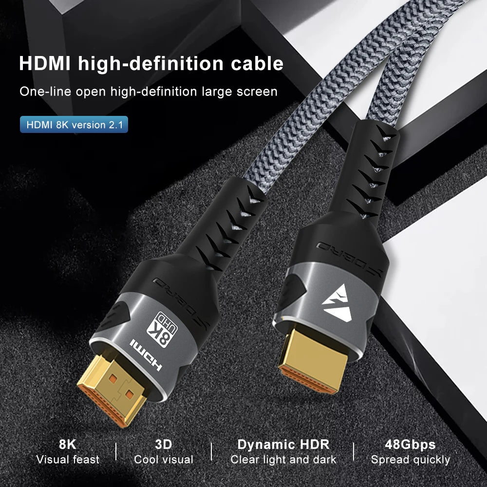 8K HDMI-Compatible Cable 4K@120Hz 8K@60Hz HDMI 2.1 Cable 48Gbps