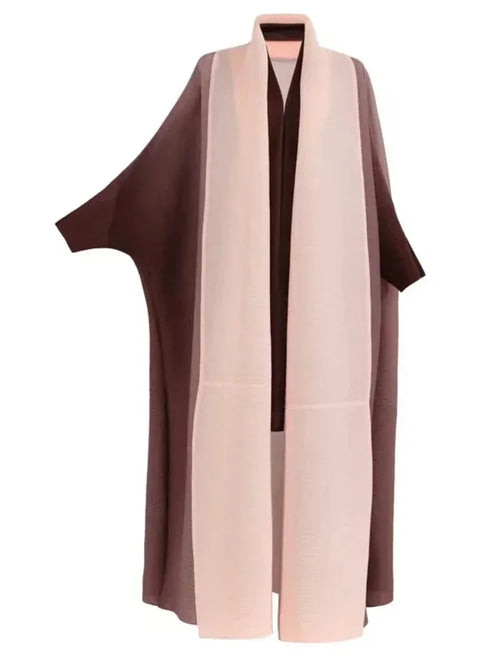 Muslim Abaya for Women Bat Sleeve Pleated Gradient Cardigan Trench