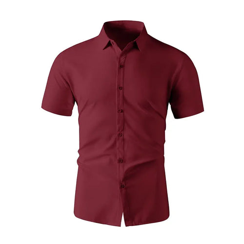 New Men's Business Casual Solid Color Short Sleeved Shirt for Summer