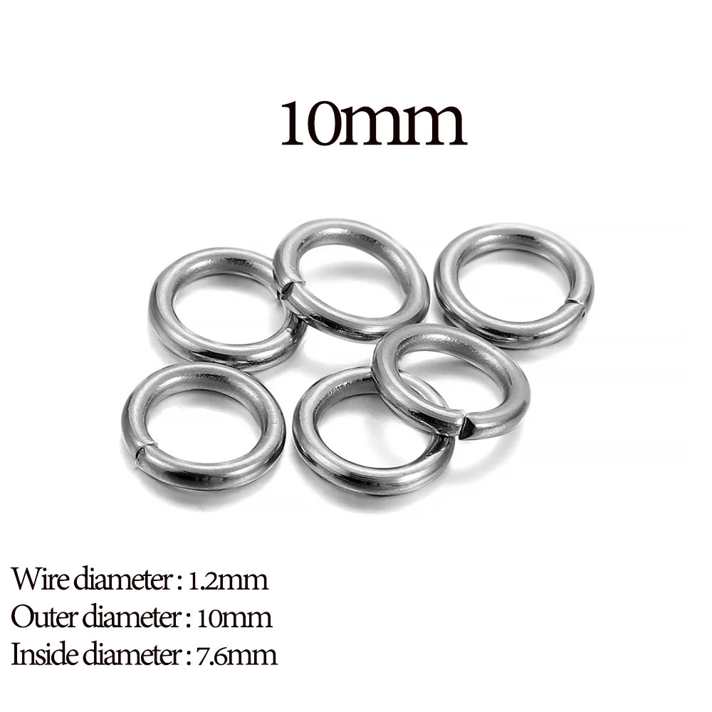 30-200Pcs 3-25mm Stainless Steel Split Ring Open Single Loops Jump