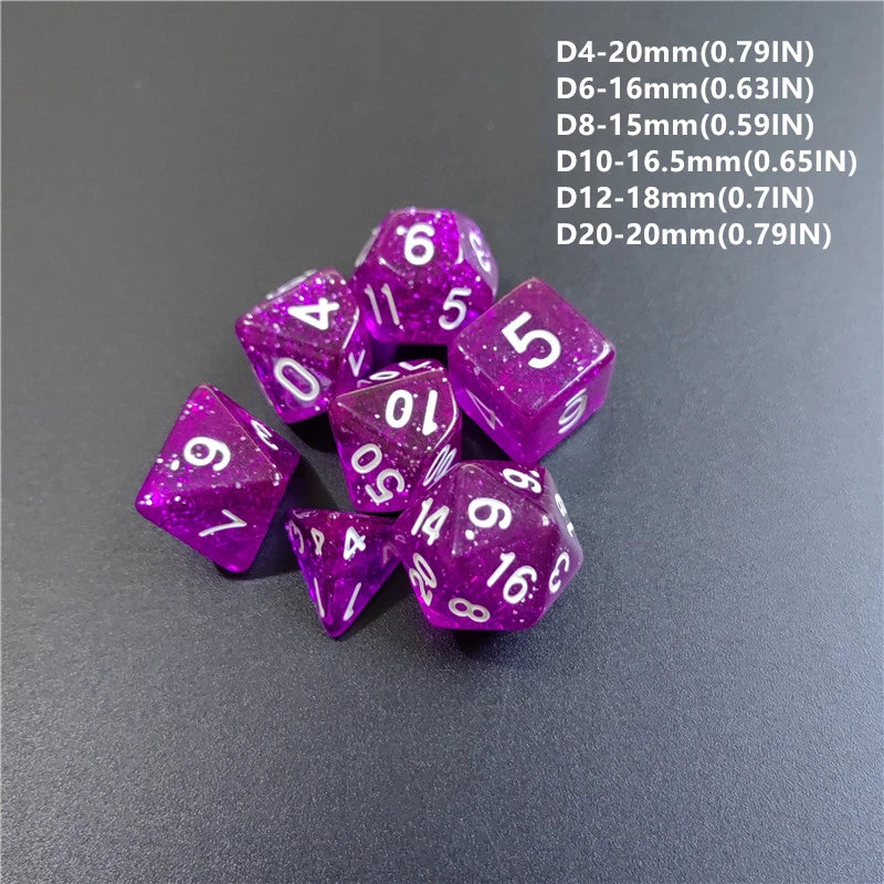 7 PCs 1 Set Of Transparent Flash Point Dice New Acrylic Set D4 D6 D8