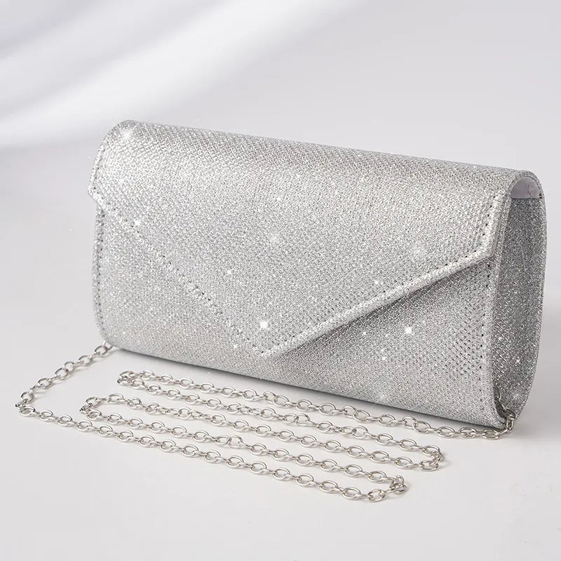 Women Envelope Evening Bag Glitter Ladies Chain Shoulder Bags Shiny