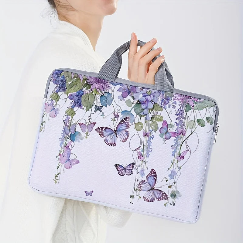 One piece set, two styles, purple butterfly pattern laptop bag and