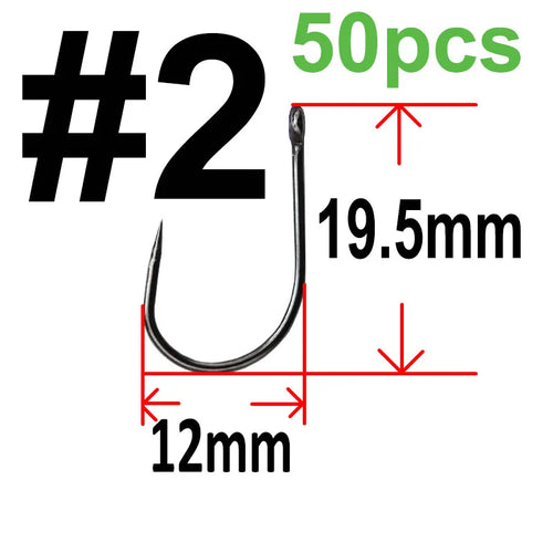 50 pcs Non-barb barbless Circle Carp Fishing Hooks with Hole Size 2 4