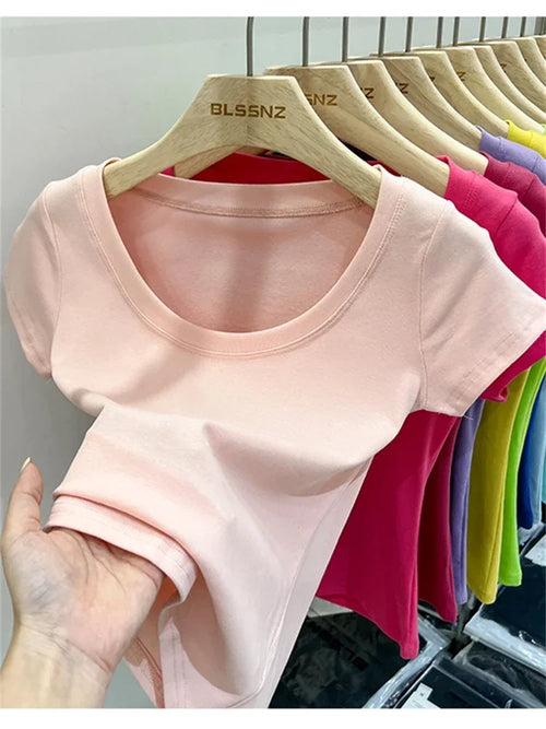 Summer Top Sexy T Shirt Women T-Shirt Korean Style Woman Clothes Slim