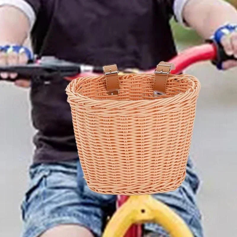 Bicycle Basket Rattan Woven Bike Storage Front Handlebar Basket