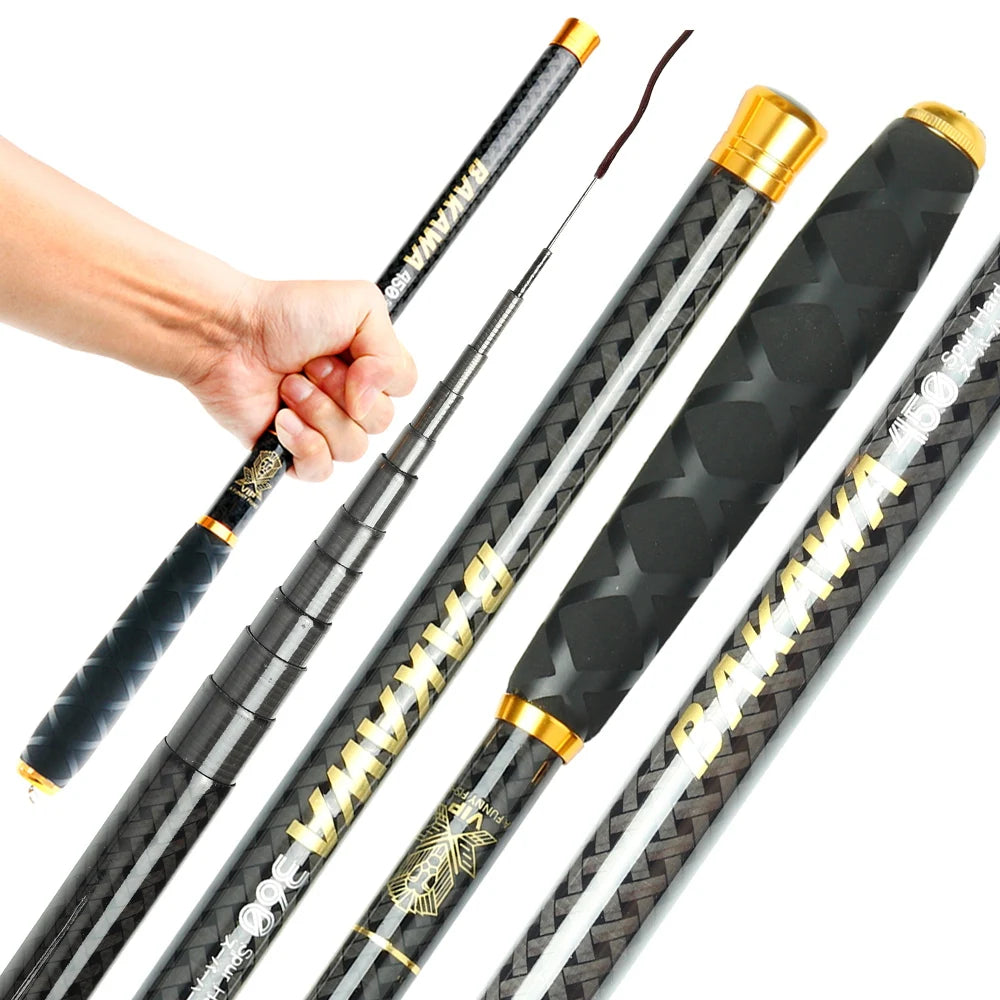 BAKAWA Ultralight Carbon Fishing Rods 1.8M-7.2M Portable Telescopic