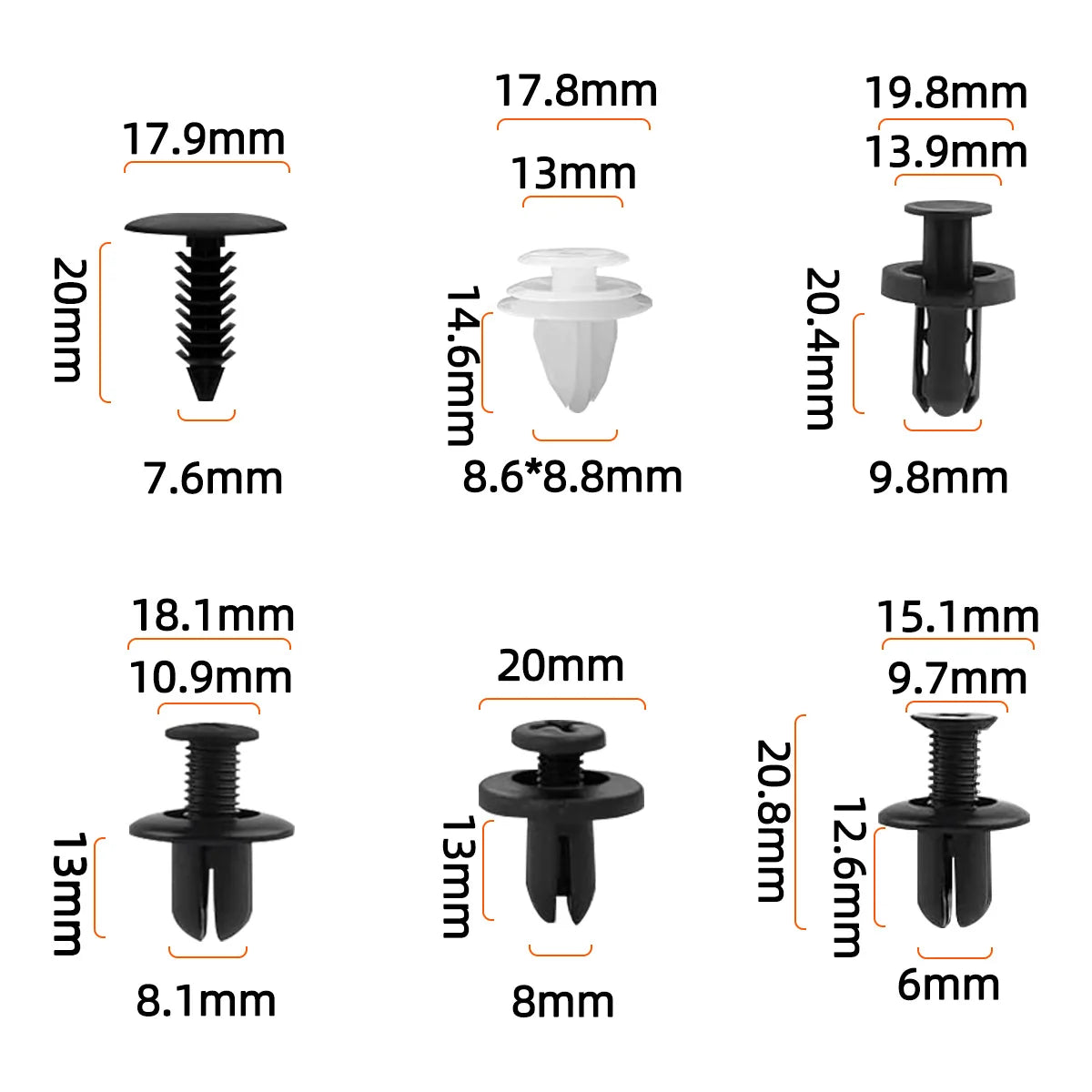 Bumper Retainer Clips Car Plastic Rivets Fasteners Push Retainer Kit