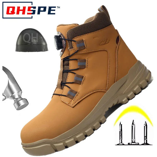 Rotating Button New Safety Shoes Men Anti-smash Anti-puncture Work
