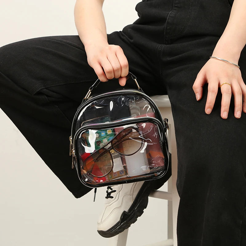 Transparent PVC Ladies Small Handbags Stadium Approved Women Clear Bag