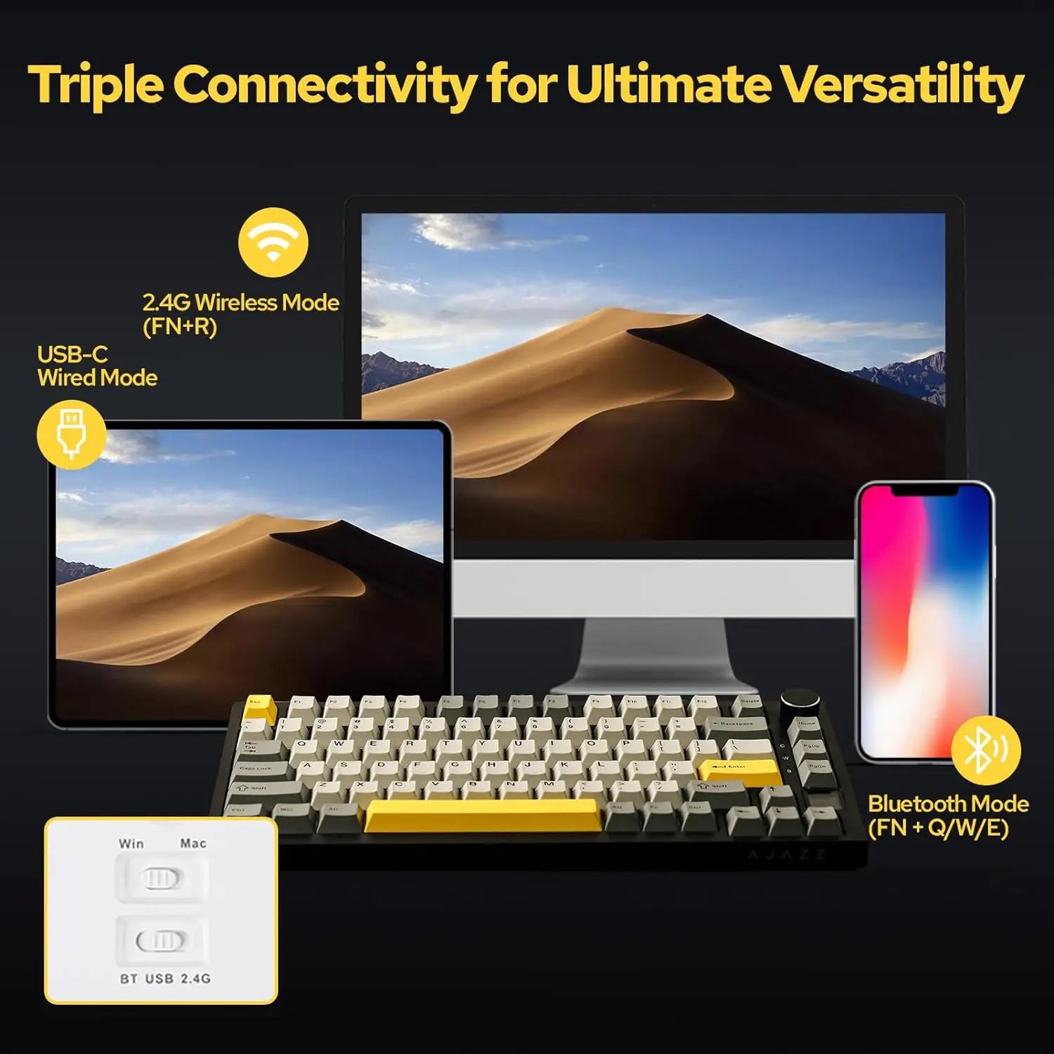 Ajazz AK820/AK820Pro Gaming Mechanical Keyboard Bluetooth