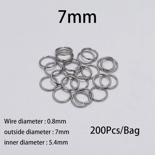 30-200Pcs 3-25mm Stainless Steel Split Ring Open Single Loops Jump