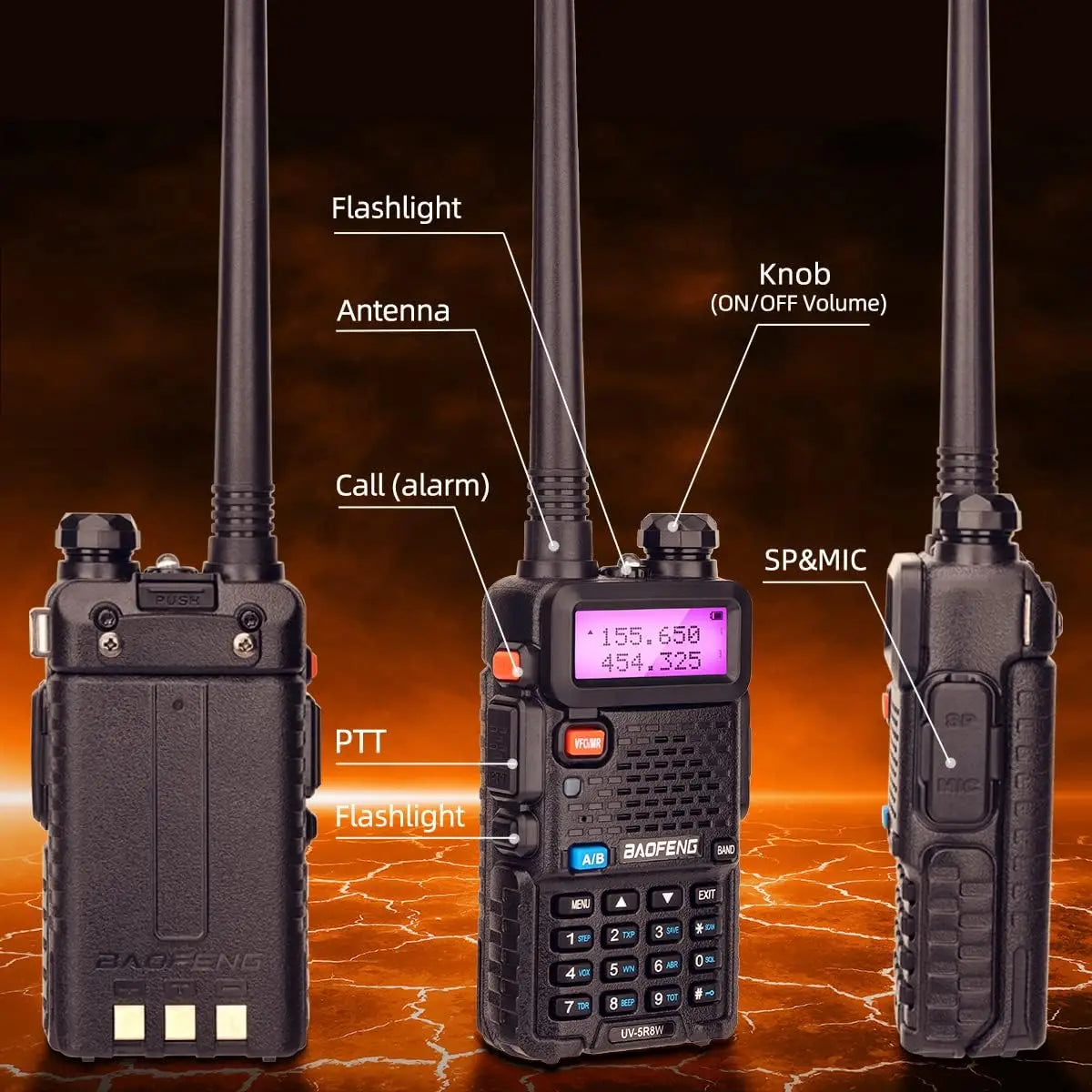 1/2PCS BaoFeng UV-5R 8W Tri-Power Walkie Talkie High Power Dual Band