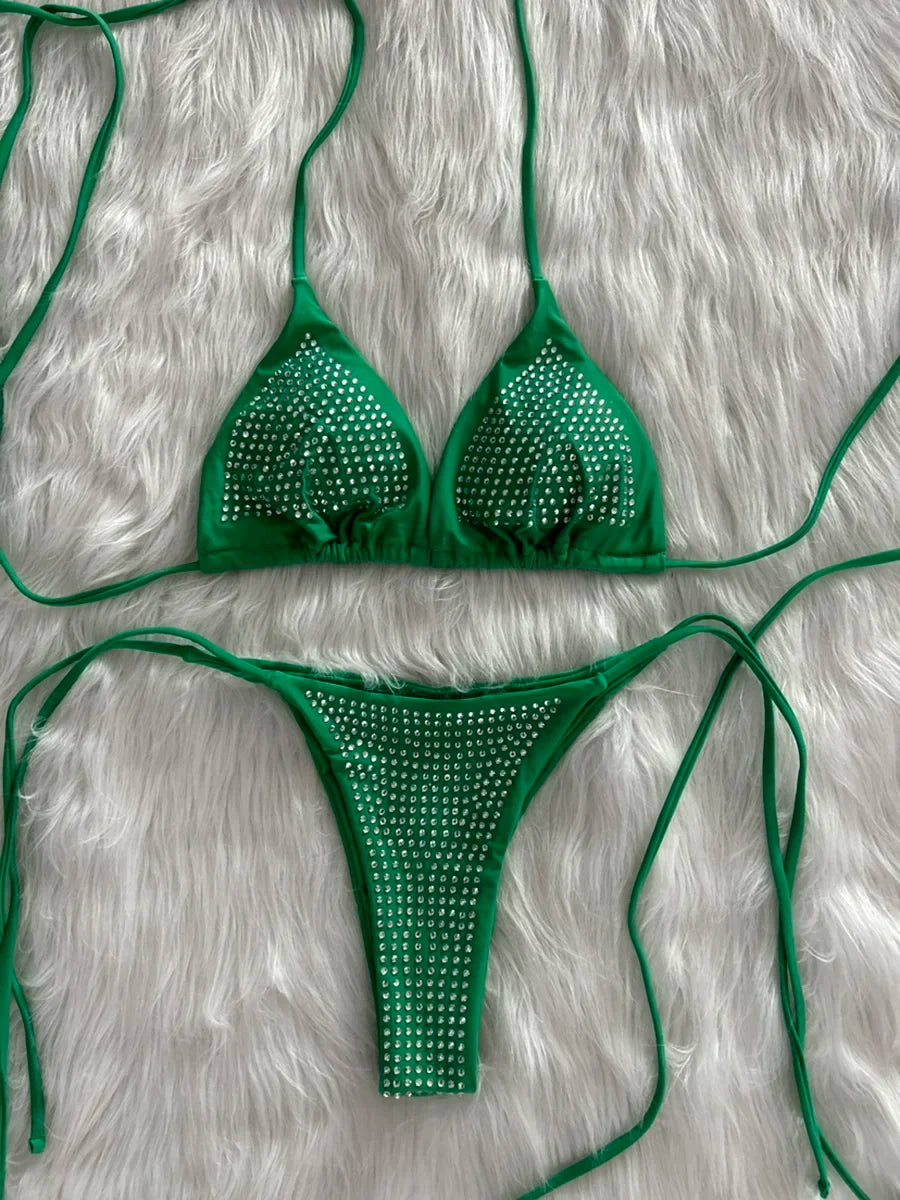 Shiny Sequin Diamond Bikini Women Swimwear Female Swimsuit Two-pieces