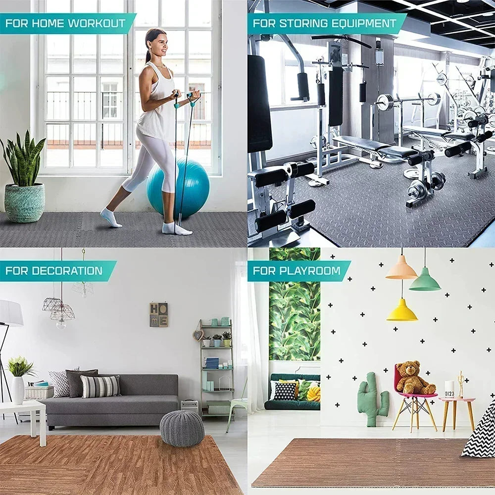 4~20Pcs Puzzle Fitness Mat, Eva Interlocking Foam Floor Tiles for Home
