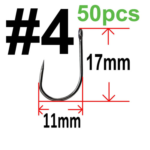 50 pcs Non-barb barbless Circle Carp Fishing Hooks with Hole Size 2 4
