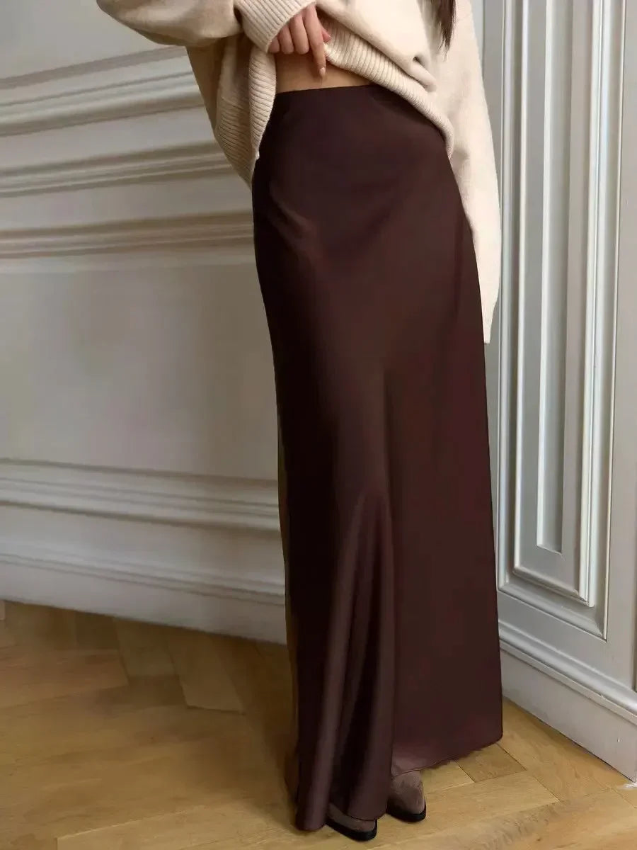 Wolfeel Casual Satin Women'S Skirt Spring Summer Fashion Loose High