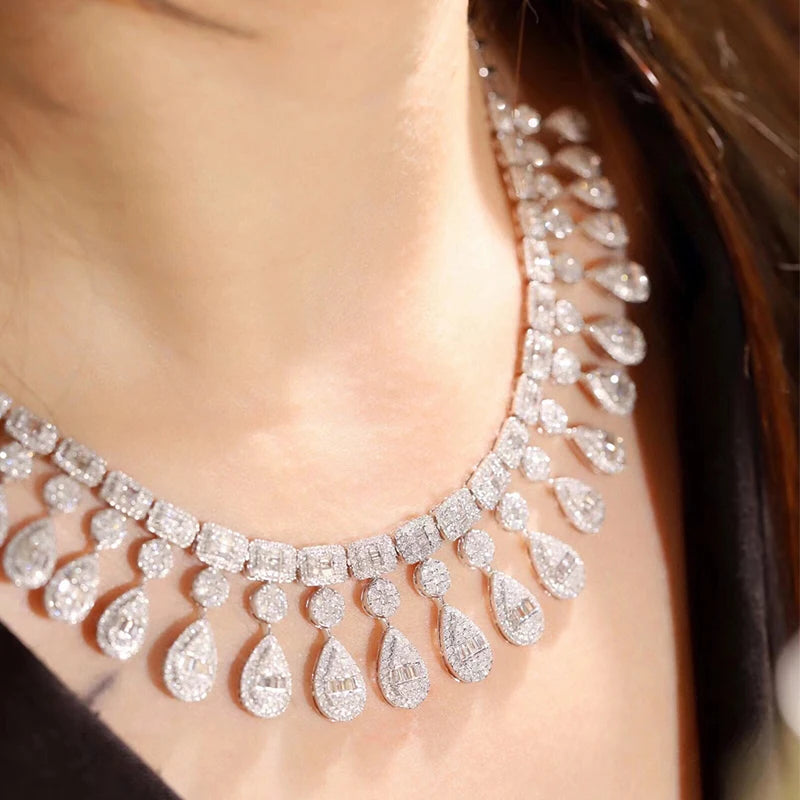 Aazuo 18K White Gold Yellow Gold Real Diamonds 9.2ct Luxury Waterdrop