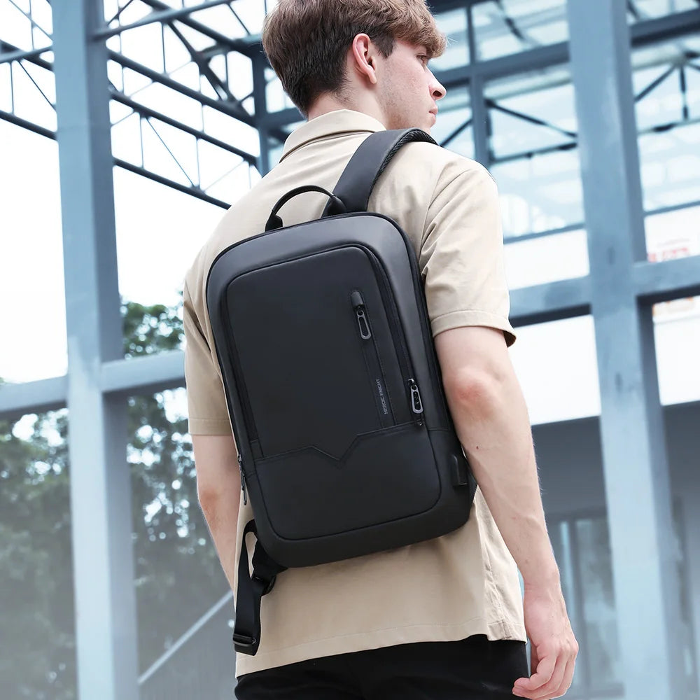 Heroic Knight Men Business Backpack Slim Waterproof 14" Laptop Bag