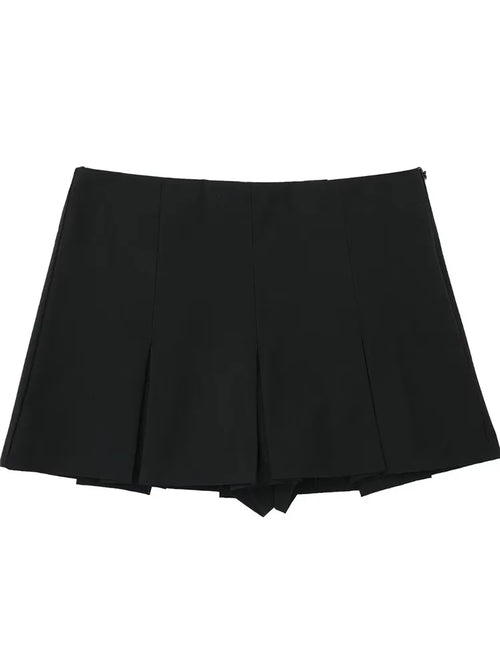 MUJER Women's Shorts Skirts High Waist Pleated Skirt Shorts Women