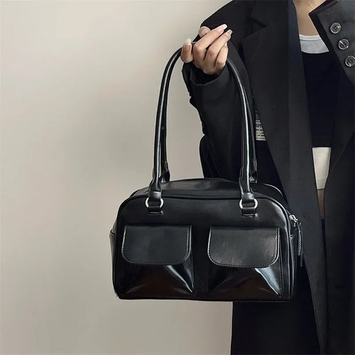Vintage Women Business Shoulder Bags Simple Ladies Commute Tote Bag Pu