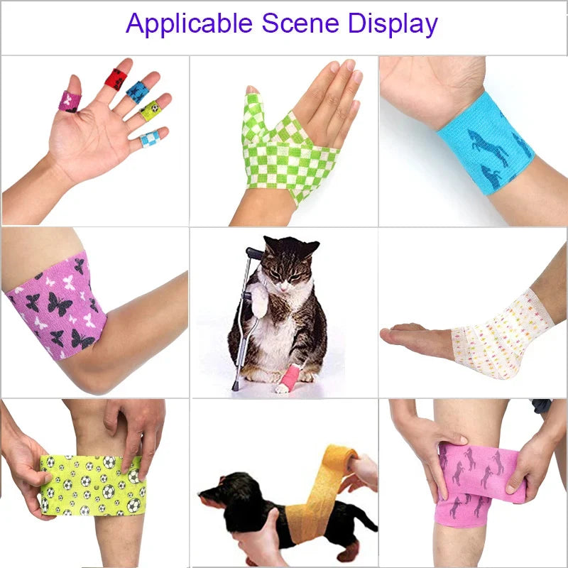 Animal Pattern Printed Self Adhesive Elastic Bandage 4.5m Sports Wrap