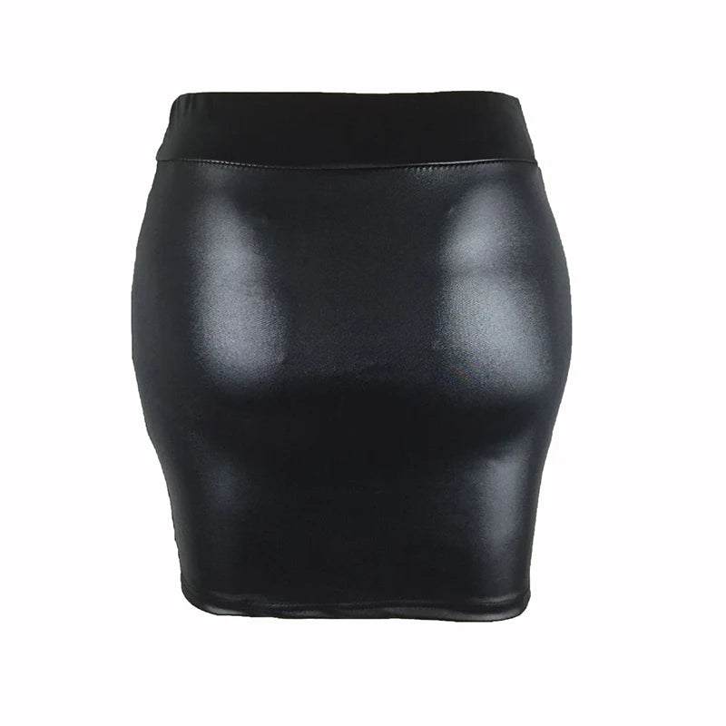 High-waist Tight Hip-hugging Skirt, Sexy Imitation Leather Hottie