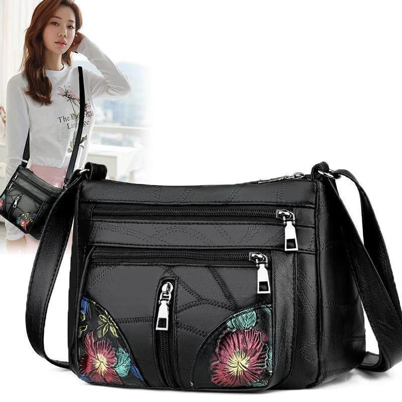 Luxury Soft Leather Women's Crossbody Handbags Handbags Flower Multi