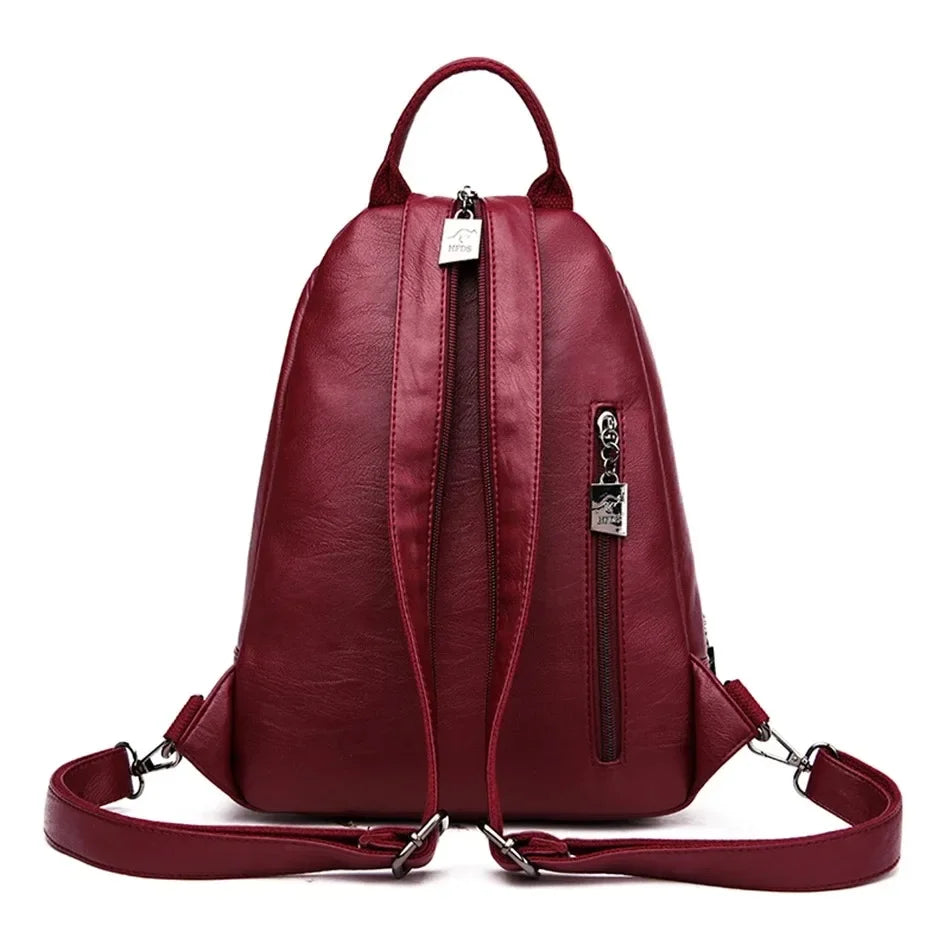 Multifunctional Women Leather Backpacks Casual Backpack For Teenager