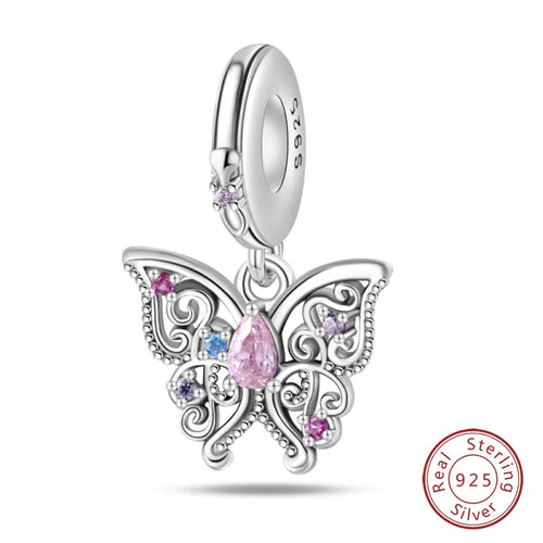 925 Sterling Silver Chameleon Luminous Firefly Butterfly Charms Beads