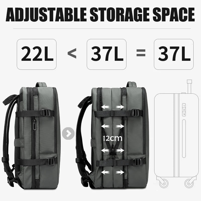 BANGE Aesthetic Men Business Backpack School Expandable USB Bag, Large