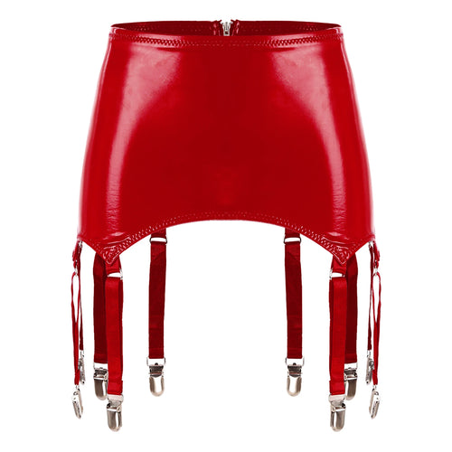 Womens Garters Suspender Belt Skirts Ladies Wet Look Mini Skirts