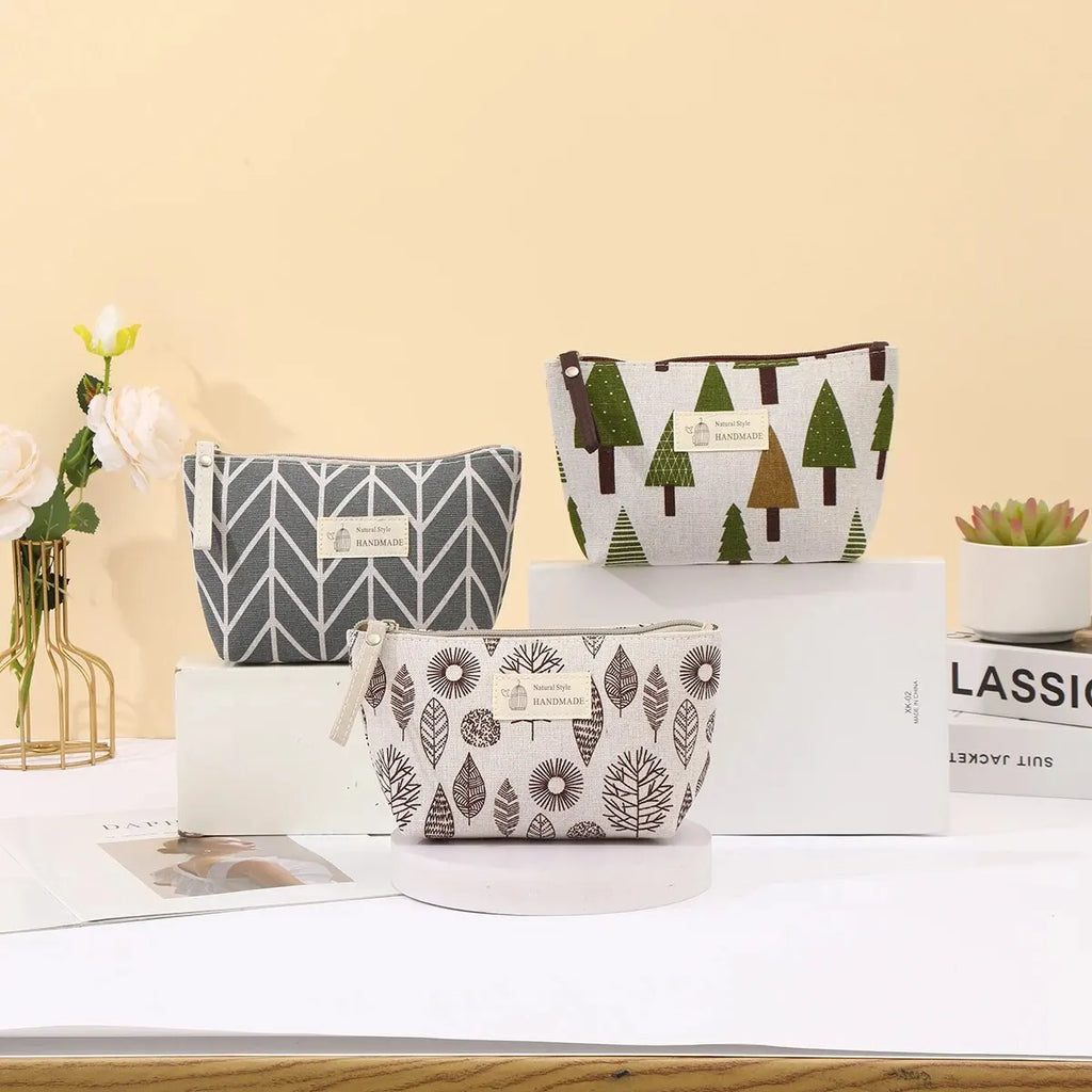 New Canvas Cosmetic Bags Zipper Opening Key Card Holder Cartoon