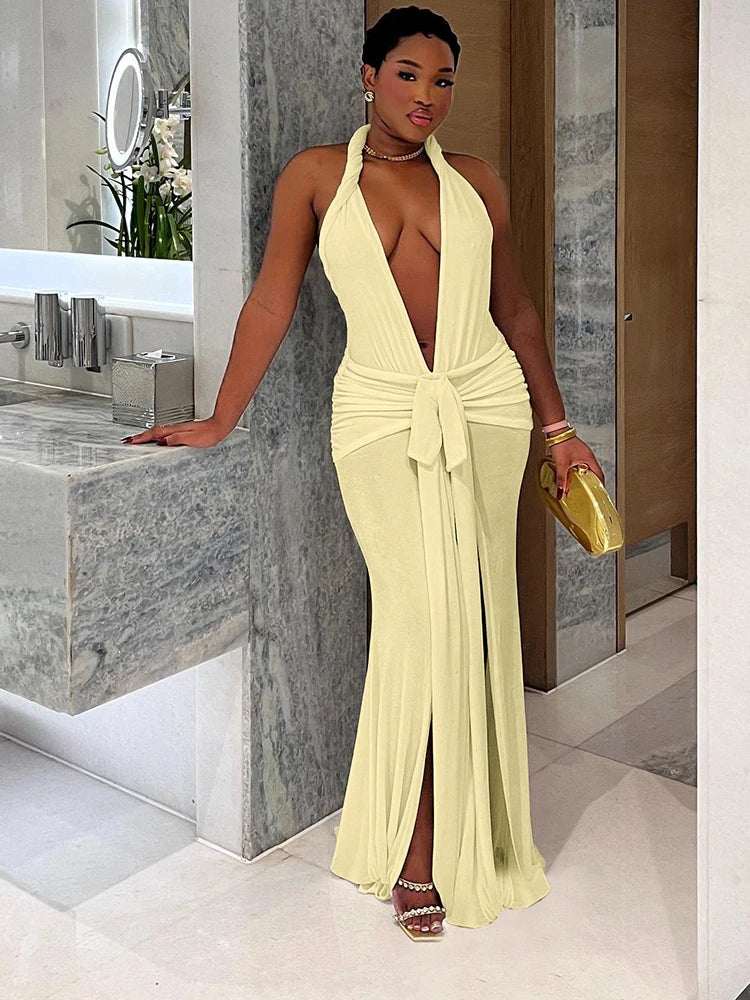 Weird Puss Peach Buttocks Sexy Dress Women Halter 2025 Summer Sexy