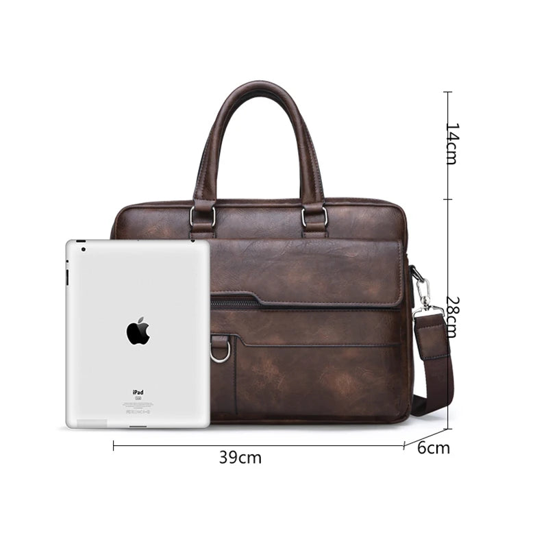 Multiple Pockets Briefcase Men's Large Capacity Office Shoulder Bag