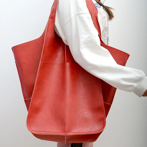 Rretro Handmade Big Beach Tote Bag High Capacity Zipper Shoulder Solid