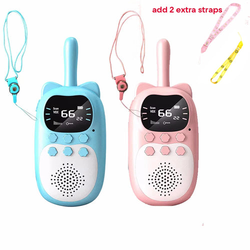 2PCS Kids Mini Walkie Talkie Rechargeable 1000mAh Handheld 0.5W 3km